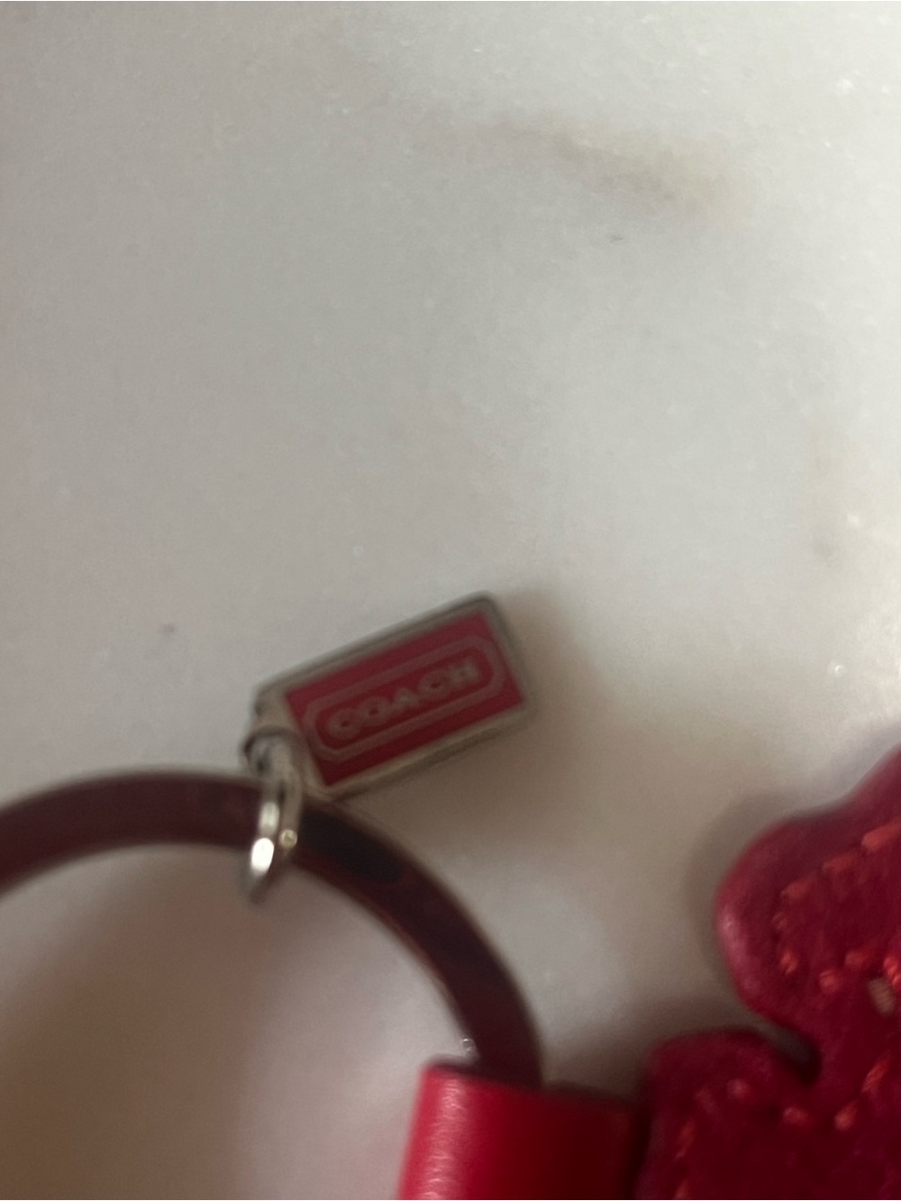 COACH Red single poppy style 393 Leather Keychain Charm new with 🏷️ - Picture 3 of 5